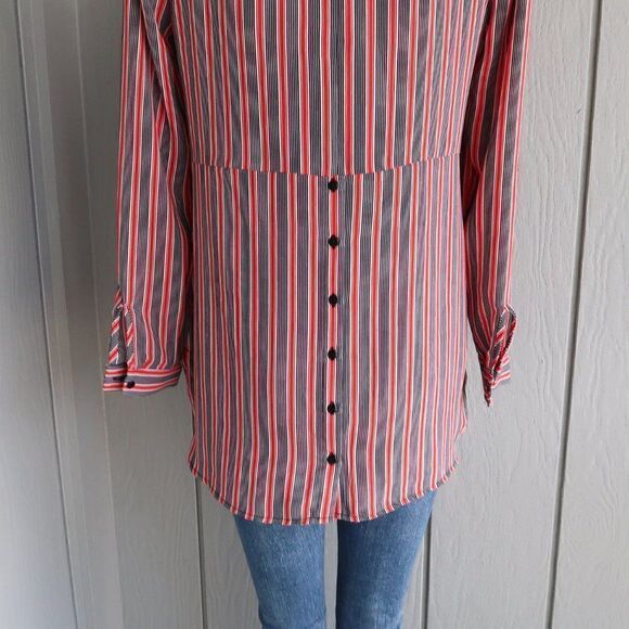 DR2 Striped Long Sleeve Button Down Blouse - Picture 6 of 13